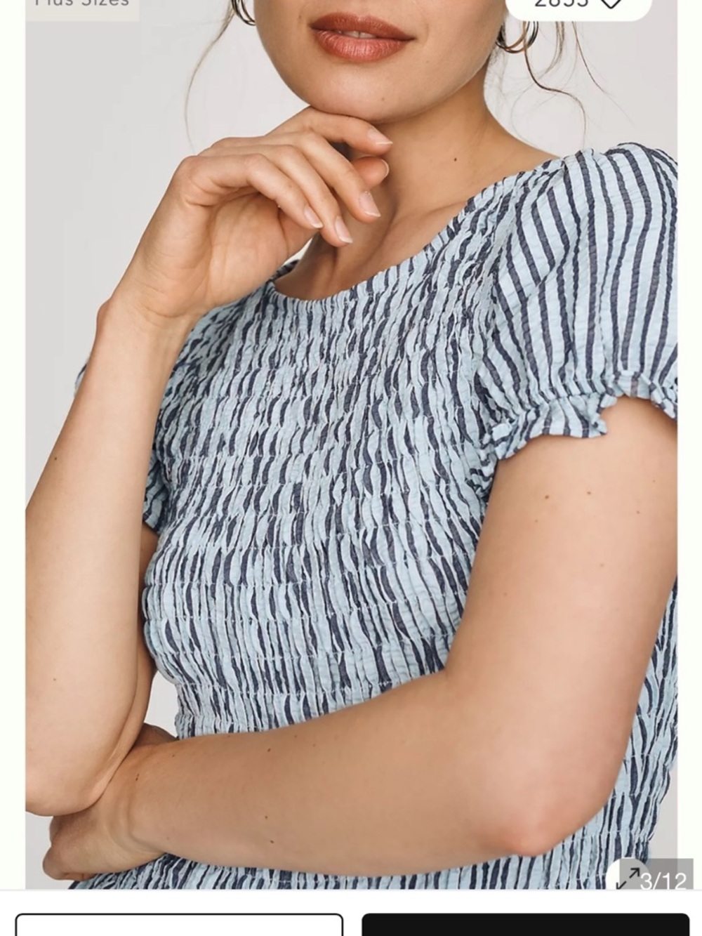 Maeve Anthropologie Margie Smocked Striped Mini Dress Blue White Size Small - Picture 4 of 12